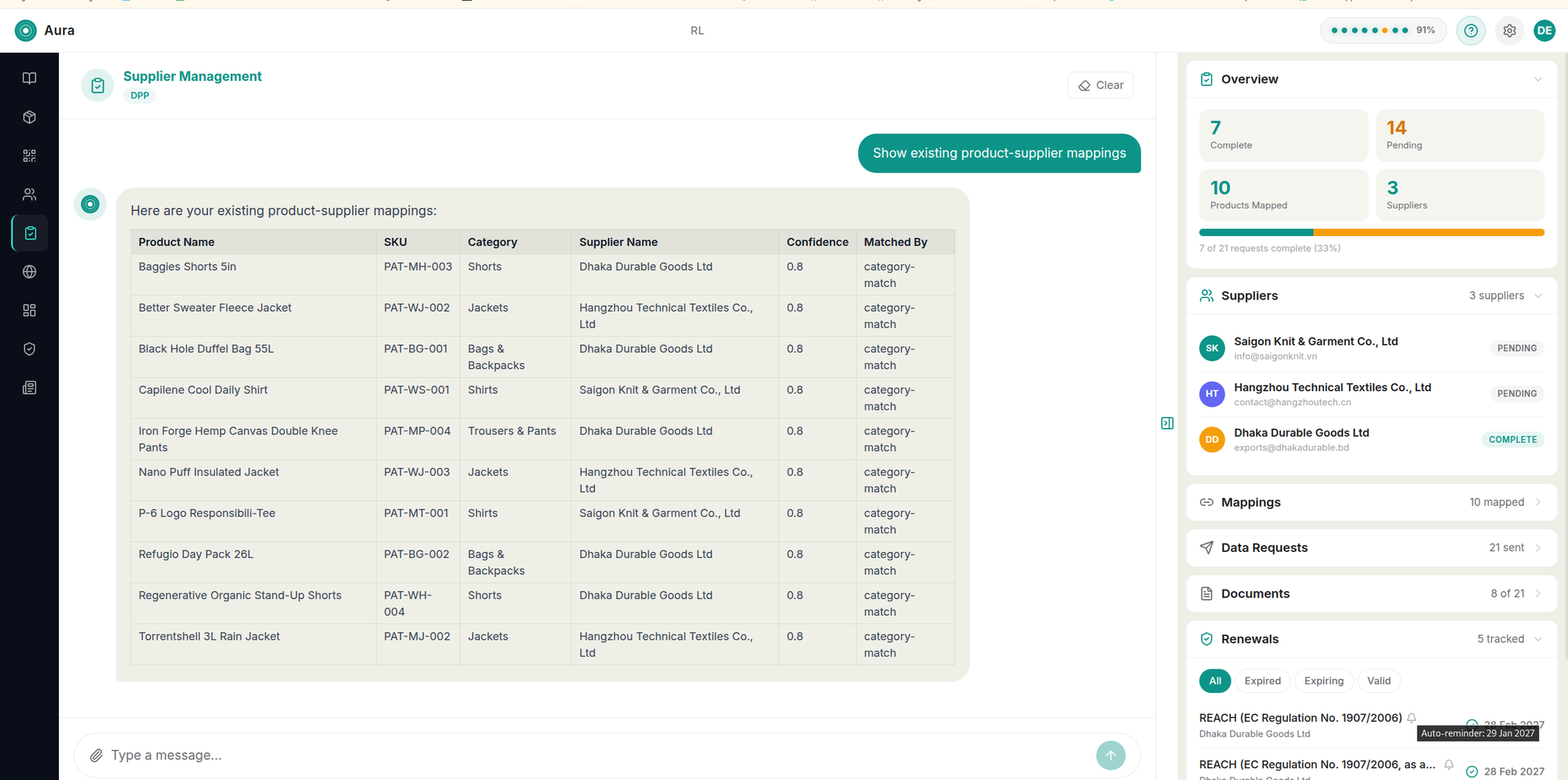 Supplier data request portal with AI-powered document processing and status tracking